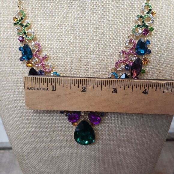 DRAMATIC STATEMENT NECKLACE & EARRINGS SET Costume Jewelry Prom Formal - Picture 6 of 12